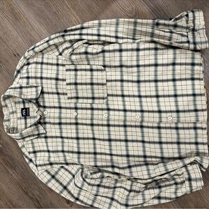 Zara Cream and Black Checkered Button-Down Shirt